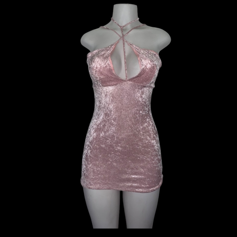 Pink velvet dress